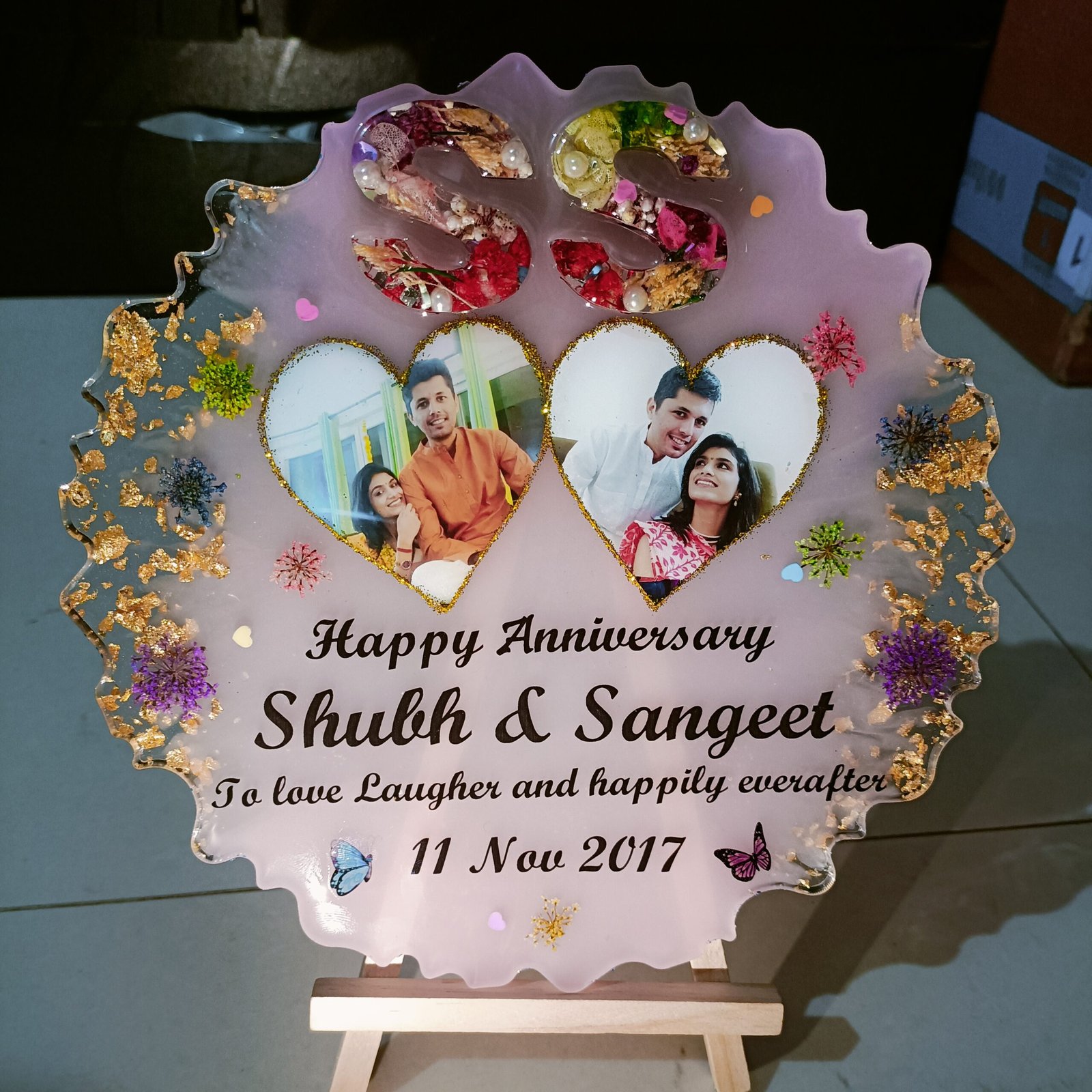 Birthday & Anniversary Round Agate Resin Frame
