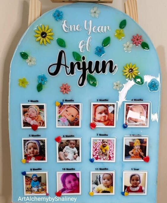 Baby 12 Months milestone calendar frame